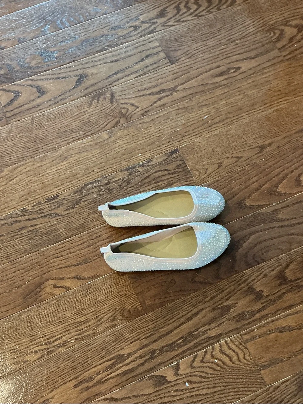 Cat & Jack Girls White Rhinestone Ballet Flats